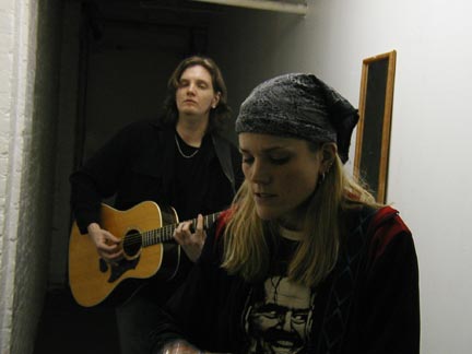 Joel and Cathy backstage at The Cutting Room.